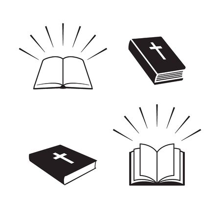 Bible books icons set balck on a white backgroundのイラスト素材