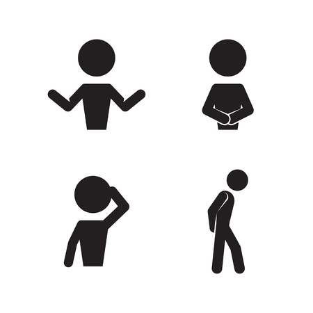 People thinking about a question. Black on a white backgroundのイラスト素材