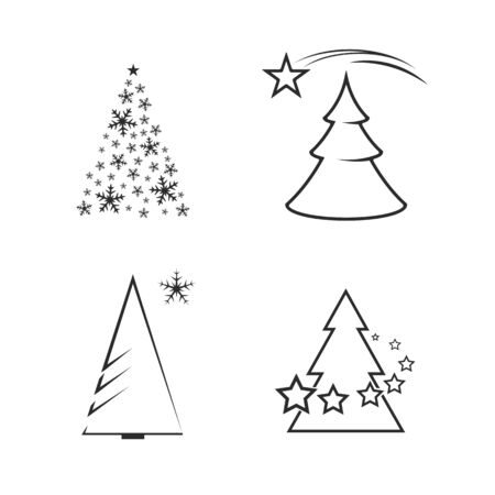 Tree icons with star. Black on a white backgroundのイラスト素材