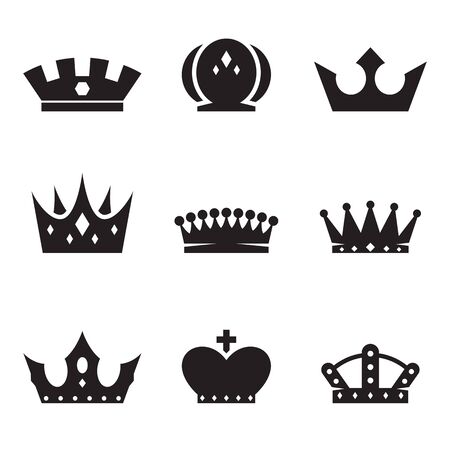 Crown icons set on a white backgroundのイラスト素材
