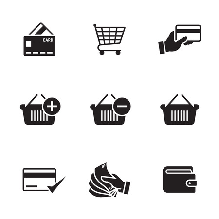 Payment icons set. Black on a white backgroundのイラスト素材