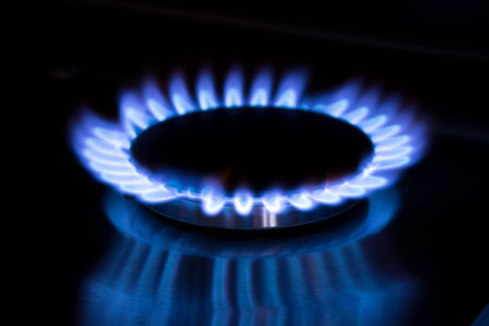 stove gas on black background at the kitchen