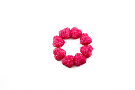 Sweet heart candies isolated on white background