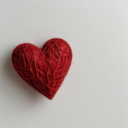 Red heart on a white background. Valentine's day. Copy space.の素材