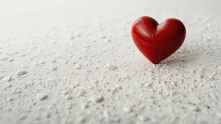 Red heart on a white background with water drops. Love concept.の素材