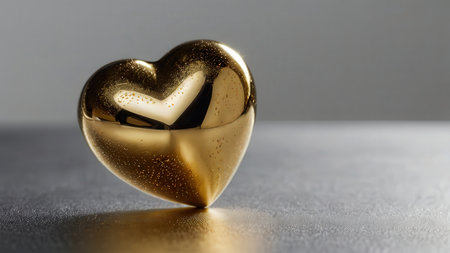 Valentine's day concept. Golden heart on a gray background.の素材