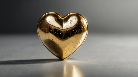 Golden heart on a gray background. Valentine's day. Love.の素材