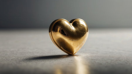 Golden heart on a dark background. Shallow depth of field.の素材