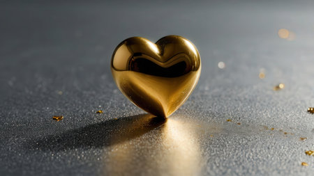 Valentine's day background. Golden heart on a black background.の素材