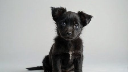 Chihuahua puppy in front of a white backgroungの素材