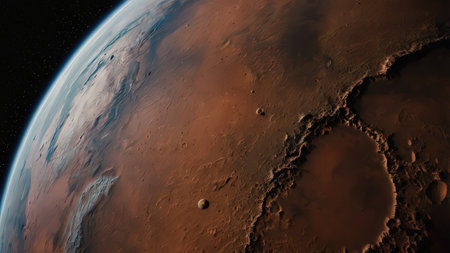 View of the planet Earth from space during a sunrise 3D renderingの素材