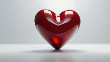 Red heart on a white background. 3d render. Love conceptの素材