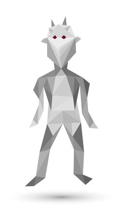 Vector realistic illustration of the grey robot who mades from trianghles.のイラスト素材