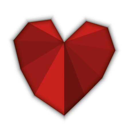 Red heart made from triangles with shade around.のイラスト素材