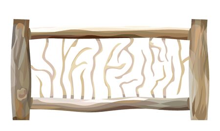 Wooden fence in village from planks.のイラスト素材