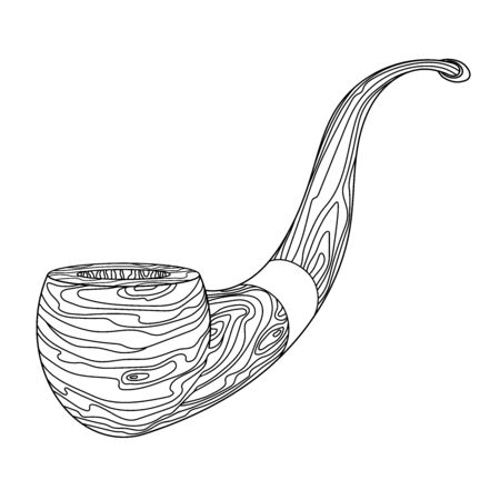 single souvenir smoking pipe with mouthpiece & wooden textureのイラスト素材