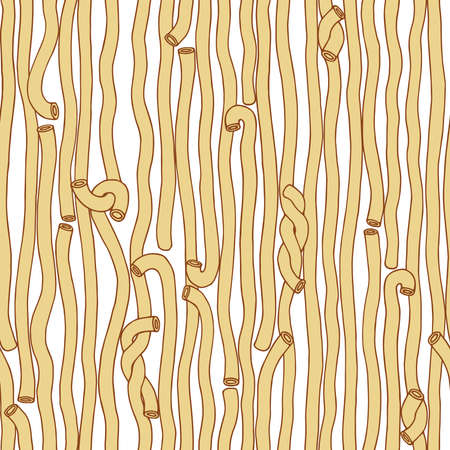 seamless spaghetti pattern, set of design elements, menu decoration, color vector illustration with contour lines isolated on a white background in the style of doodle and hand drawnのイラスト素材