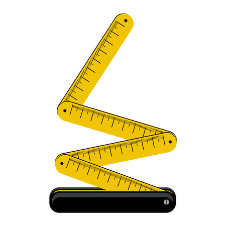 yellow folding pocket meter, measuring tool, color vector illustration isolated on a white background in a flat designのイラスト素材