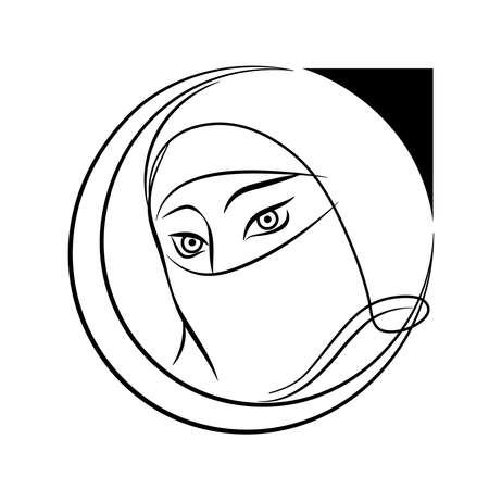 The face of a cute Muslim girl in a hijab.のイラスト素材