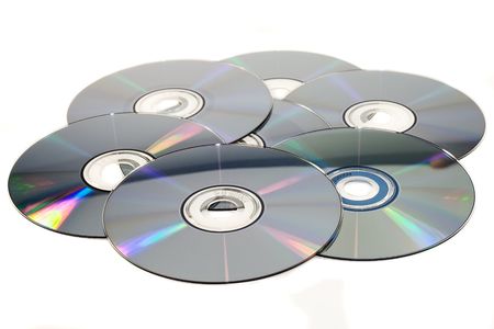 cd disc and dvd isolated on whiteの写真素材