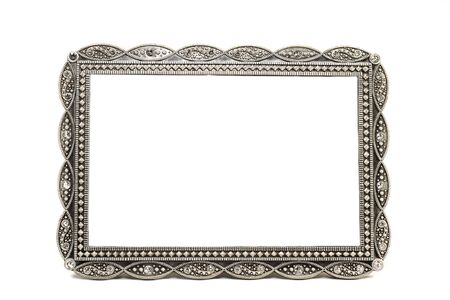 antique metal picture and photo frame with space for textの写真素材