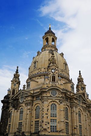 Frauenkirche church over blue sky. Dresden, Germanyの写真素材