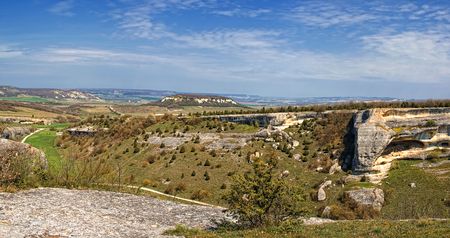 panoramic view of mountain valley. Crimea, Ukraineの写真素材