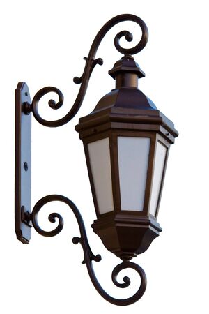 old street lantern isolated on white backgroundの写真素材