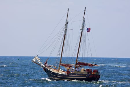 Sailboat sailing in the morning