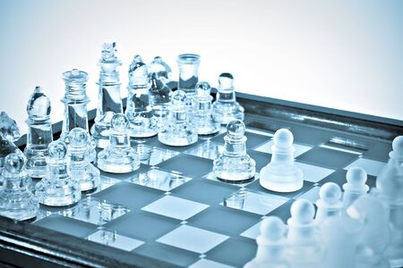 Transparent chess. blue tonedの写真素材