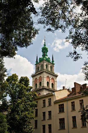 Typical old european city view. Lvov, Ukraineの写真素材