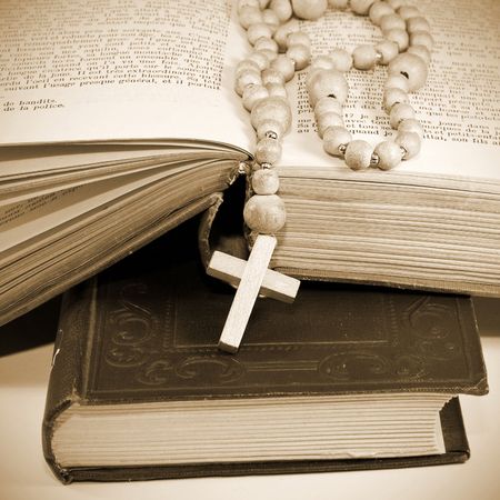 Bible with crossの写真素材