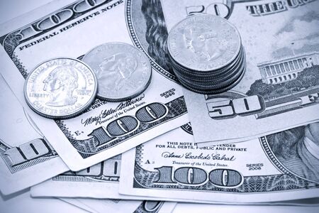 U.S. currency. blue toning