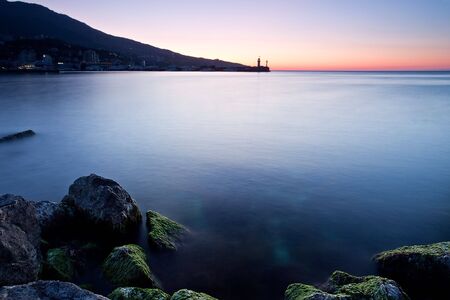 Beautiful coastal sunrise over black sea. Yalta, Ukraineの写真素材