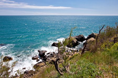 Rocky coastline of Black Sea. Crimea, Ukraineの写真素材