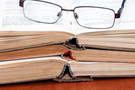 Book and glasses. Vintage style photoの写真素材
