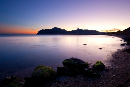 Sea and rock at the sunset. Crimea, Ukraineの写真素材