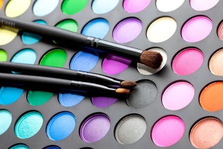 Professional multicolor makeup set with brushesの写真素材