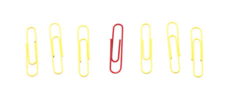 color paper clips isolated on white
