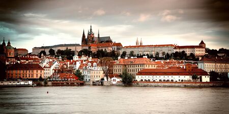 Vintage style photo of old Prague, Czech Republic
