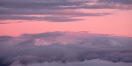 Cloudy mountain landscape. Dragobrat, Carpathian mountains, Ukraineの写真素材