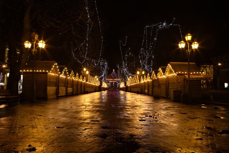 Old european city at night. Lvov, Ukraineの写真素材