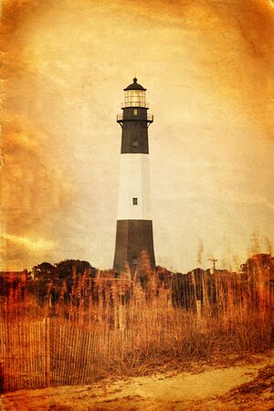 Vintage style photo of lighthouseの写真素材