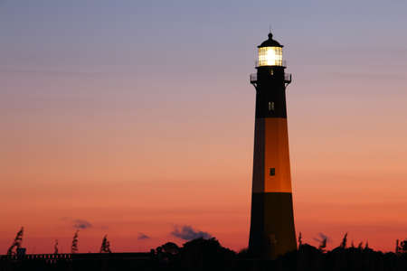 Lighthouse at the night, Tybee island, USAの写真素材