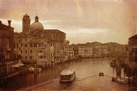 Vintage style photo of Grand Canal in Venice, Italyの写真素材