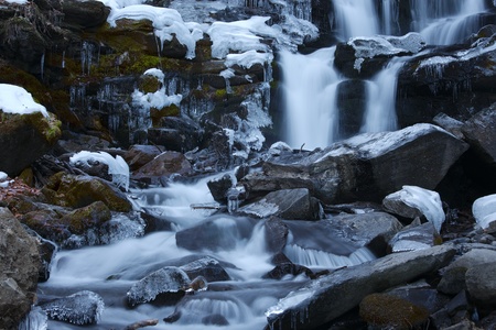 Winter waterfall, Carpathian mountains, Ukraine