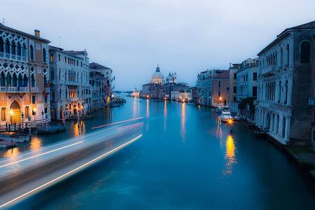 Grand canal after sunset, Venice, Italyの写真素材