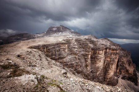 Mountains stormy weather, Val di Fassa, Italian Dolomitesの写真素材