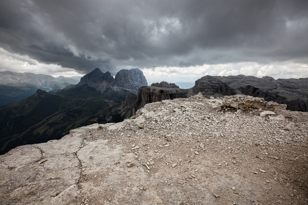 Mountains stormy weather, Val di Fassa, Italian Dolomitesの写真素材