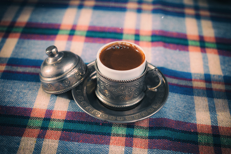Retro style image of traditional turkish coffeeの写真素材